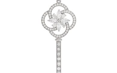 Tiffany Platinum Diamond Victoria Cluster Key Pendant