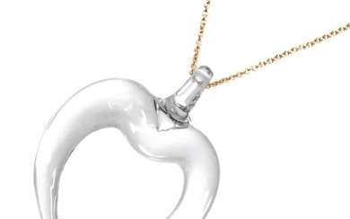 Tiffany TIFFANY&Co. Crystal Heart Long Necklace 76cm K18 YG Yellow Gold 750