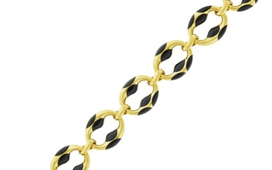 Tiffany & Co. Gold and Black Jade Link Bracelet
