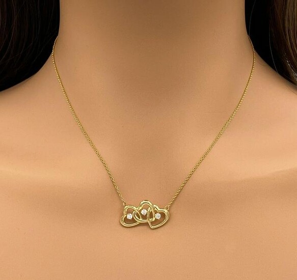 Tiffany & Co. Triple Heart Diamond Necklace, 18k