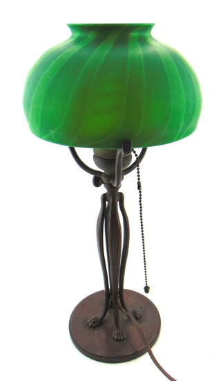 Tiffany bronze and glass lamp