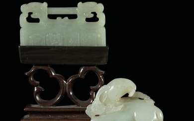 Two Celadon jade items, China, early 1900s