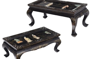 Two Chinese Black Lacquer and Mother of Pearl Inlaid Tables