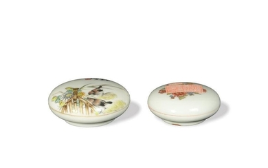 Two Chinese Famille Rose Seal Boxes, Republic