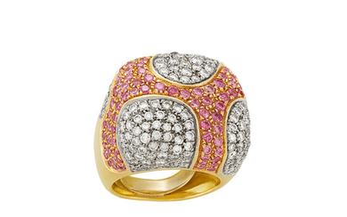 Two-Color Gold, Diamond and Pink Diamond Ring