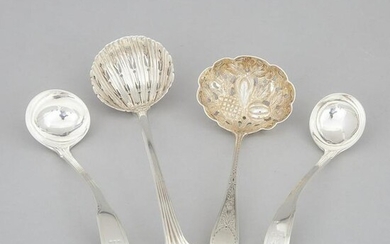 Two George III Silver Sugar Sifting Ladles and Two