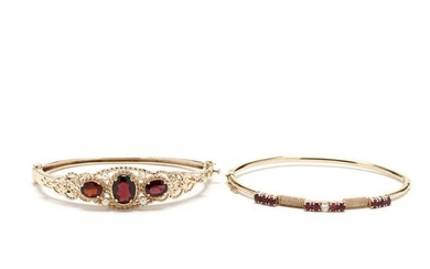 Two Gold and Gem-Set Bangles