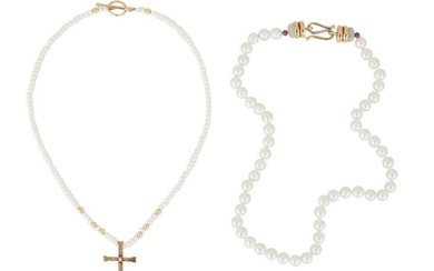 Two Mignon Faget Pearl Necklaces