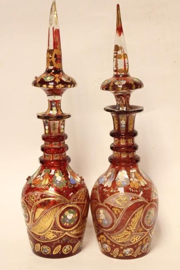 Two Persian Bohemian Decanter