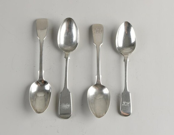 Two antique 925/000 silver dessert spoons, egg-shaped