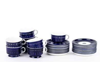 ULLA PROCOPÉ. MOCCA CUPS WITH SAUCER, 8 cups with saucer + 8 pcs saucers, “Valencia” porcelain, Arabia, Finland.