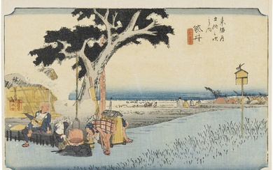 UTAGAWA HIROSHIGE (1797-1858), Five woodblock prints from the series Fifty-three Stations of the Tokaido Road