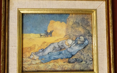 VINCENT VAN GOGH. THE MIDDAY REST, framed glossy print, around 1980.