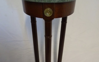 VINTAGE REGENCY STYLE MARBLE TOPPED BRASS MOUNTED MAHOGANY PLANT STAND BY BOMBAY COMPANY 31.5 X 11