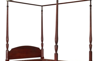 Very Fine and Rare Federal Carved Mahogany Marlboro-Foot Tester Bedstead, probably Rhode Island, circa 1780