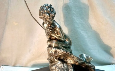Vincenzo Gemito - Gemito Vincenzo Napoli 1852-1929 - Sculpture, Pescatorello - 23 cm - Marble, Silver