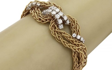 Vintage 2ct Diamond 18k Gold Infinity Knot 4 Strand Chain Bracelet