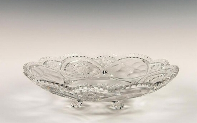 Vintage Art Glass Centerpiece Footed Fruit Bowl