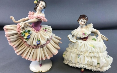 Vintage Dresden Lace porcelain figurines