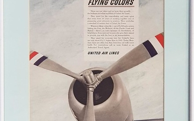 Vintage Framed United Airlines Advertisment (frame size 45 x 36cm)