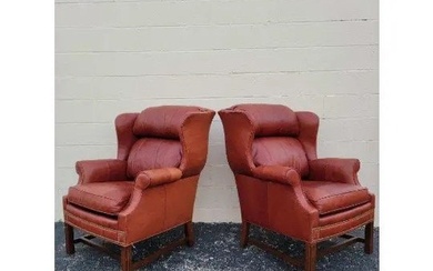 Vintage Whittemore Sherrill Limited George III Style Wingback Lounge Chairs - Pair