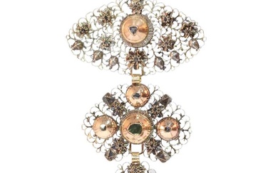 Vintage antique anno 1850, Croix de Jeannette - Pendant - 18 kt. Rose gold Diamond