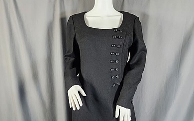 Vintage c1950 Black Wool Dress