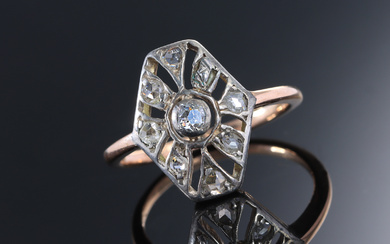 Vintage gold and silver diamond ring, dated 1921