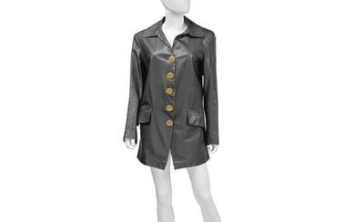 Vivienne Westwood (British, 1941-2022) Black Leather Orb Button Coat, early 1990s