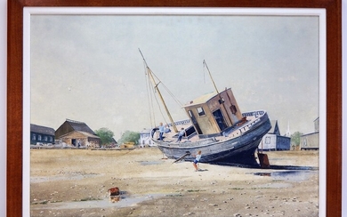Wayne Davis Impressionist Boat Painting