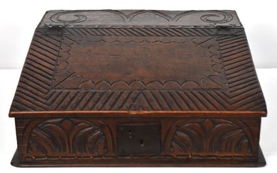 William & Mary Carved Oak Bible Box