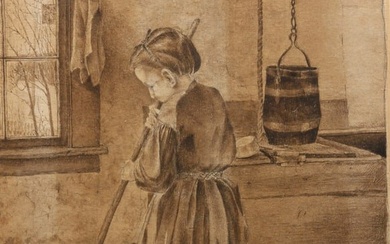 YOUNG GIRL CLEANING BY ROBERT BOLLING BRANDEGEE.