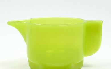 Yellow pressed milk jug (saucer is missing), design...