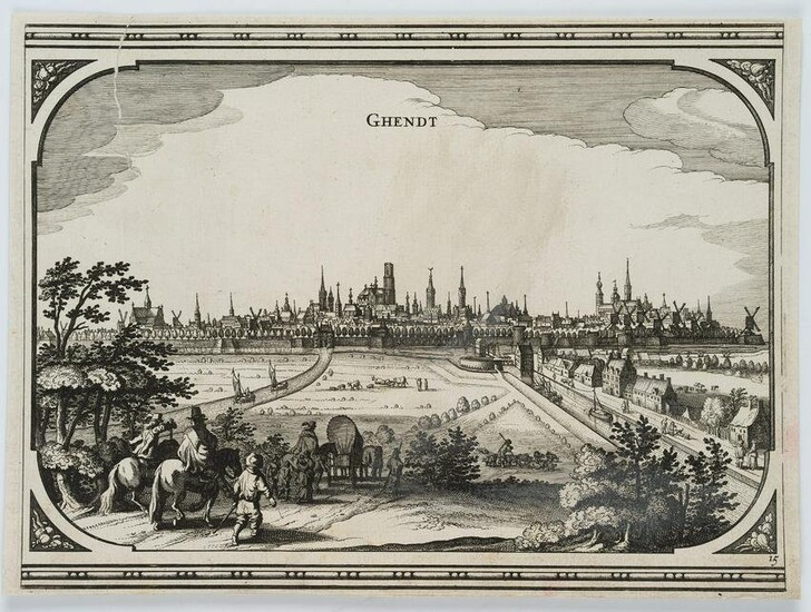 Z.ROMAN (17th), Old view of Ghent, around 1660, Etching