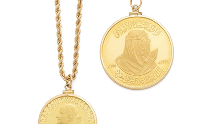 a papal commemorative medallion together with a saudi arabian mecca medallion