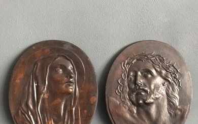 after Guido Reni (1575, 1642) - Pair of ovals - wood, plaster - Early 1900s