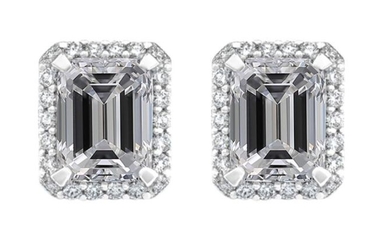 ideal cut emerald diamond pair with Gia EIF 1.02 caratVVS1 - 18 kt. White gold - Earrings - 1.00 ct Diamond - Diamonds