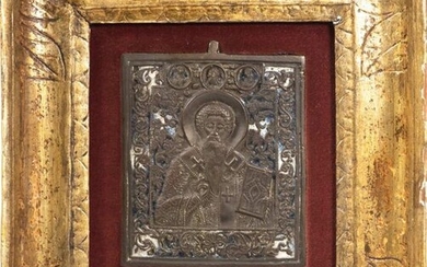 in bronze and enamel, coeval golden frame 10 x 8.5 cm