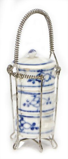 meal carrier, porcelain, blue/white, height: 12 cm