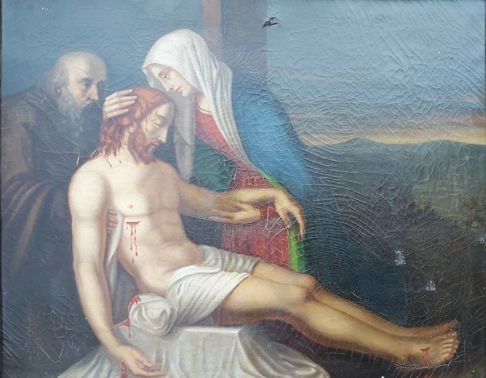 oil painting on canvas (1) - The pieta deposition of the body of Christ 1852 - 19th century