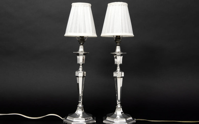 pair of English Art Deco candlesticks in