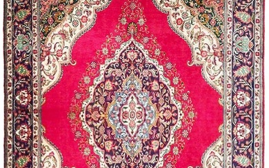 10 x 13 Red Pink Semi Antique Persian Sarouk Rug