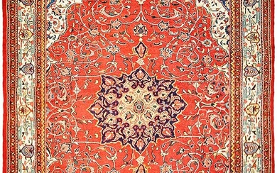 10 x 13 Red Semi Antique Persian Sarouk Mahal Rug