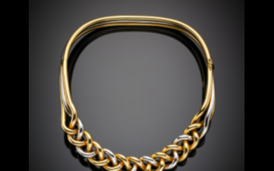 *MICHELETTO Bi-coloured gold rigid necklace with a woven pattern...