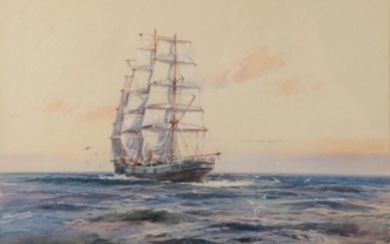 Robert McGregor (1848-1922) Tall Ship at full sail Signed, watercolour,...