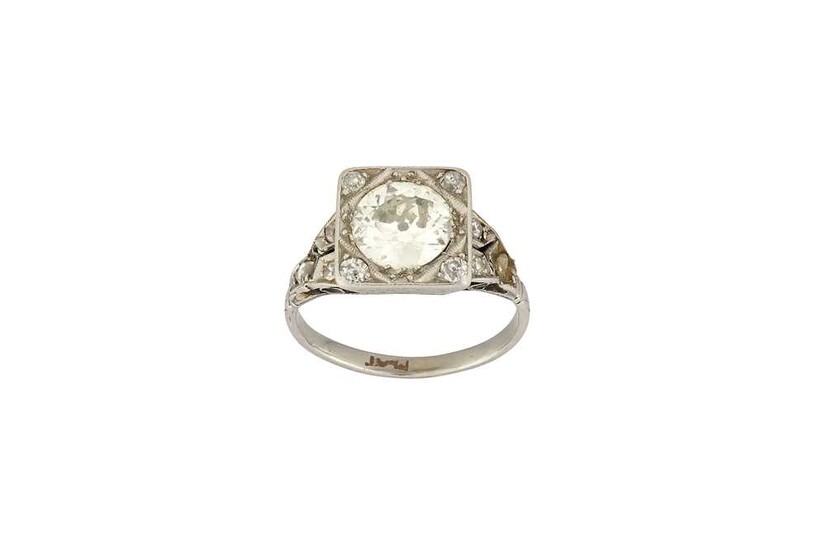 A diamond single-stone ring The old brilliant-cut diamond in...