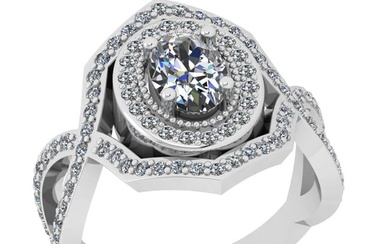 1.20 Ctw SI2/I1 Diamond 14K White Gold Engagement Halo Ring