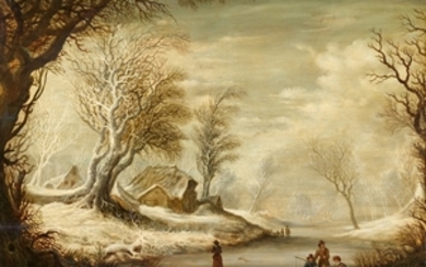 Gysbrecht Leytens - Winter Landscape with Ice Fishers