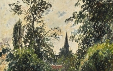 LE CLOCHER DE BAZINCOURT (ÉTUDE), Camille Pissarro