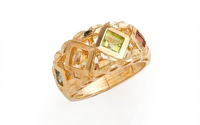 14K (585/°°) yellow gold ring with openwork decoration,...